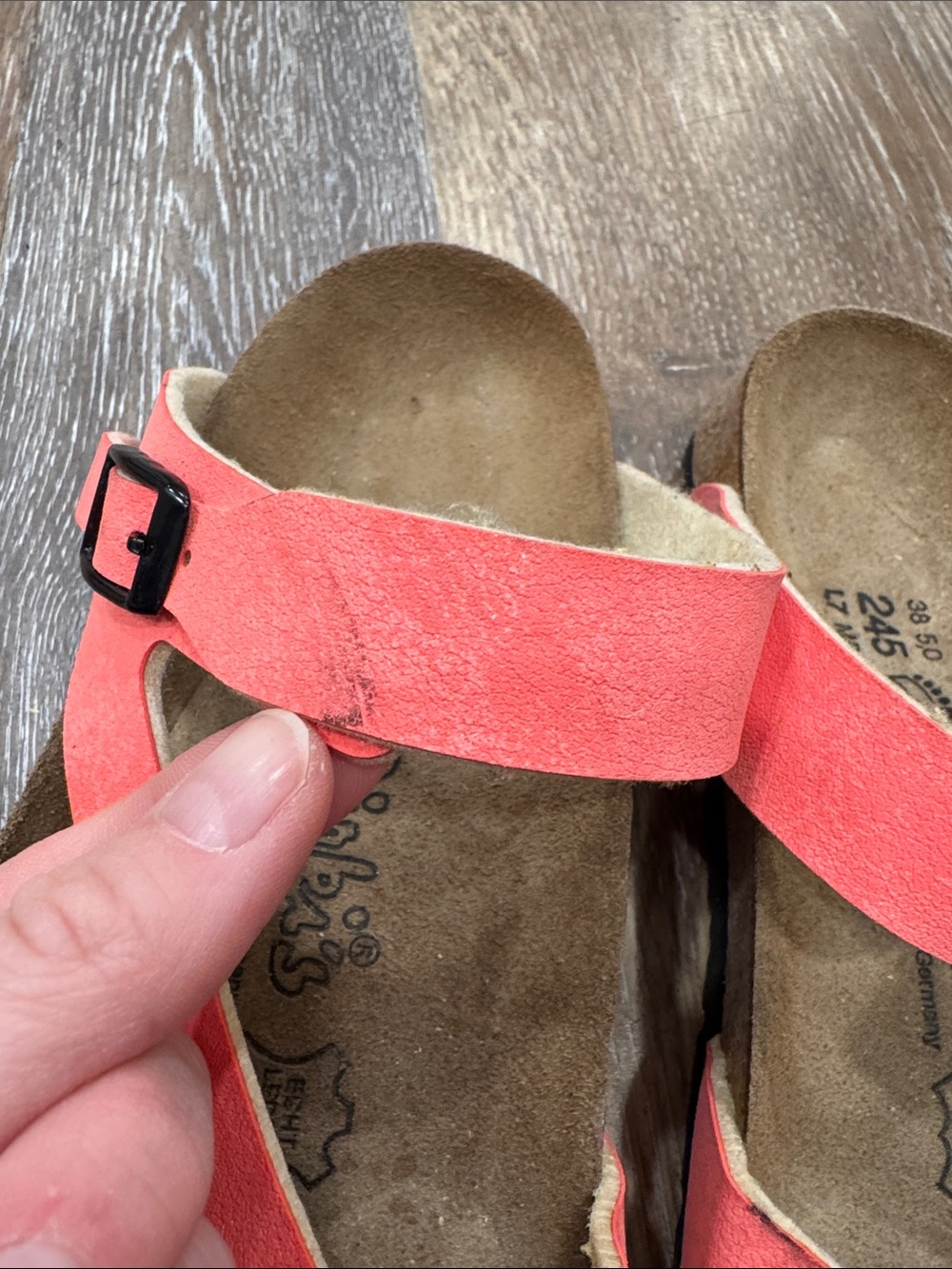 Like new, Birkenstocks (Birki’s), size 7 (38), coral - Picture 2 of 6